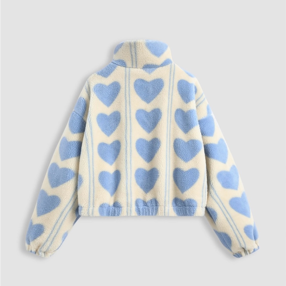Cider Blue Heart Print Fleece Zip Jacket – Size 4 – Excellent Condition - Picture 2 of 5